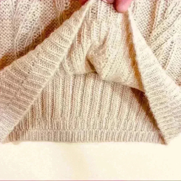 NWT Ann Taylor LOFT Tan Mohair Blend Crochet Open Knit Soft Sweater Tunic Size S - Picture 10 of 11